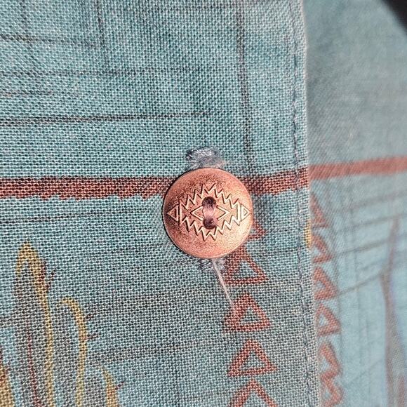 Vintage Panhandle Slim Green Wagon Horse Western Button Down, size Large - Picture 3 of 6